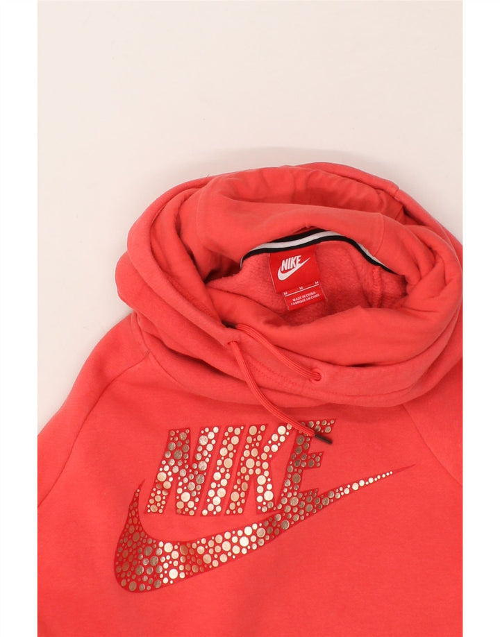 NIKE Womens Graphic Hoodie Jumper UK 14 Medium Red Cotton Vintage Nike and Second-Hand Nike from Messina Hembry 