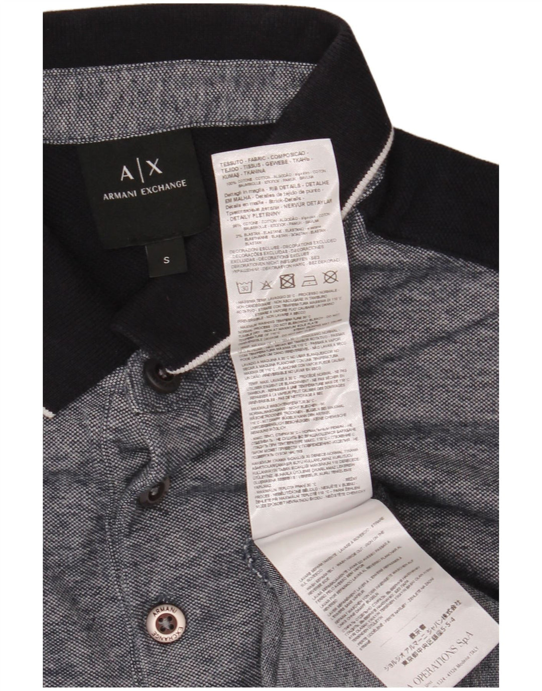ARMANI EXCHANGE Herre poloshirt Lille grå Colourblock Bomuld