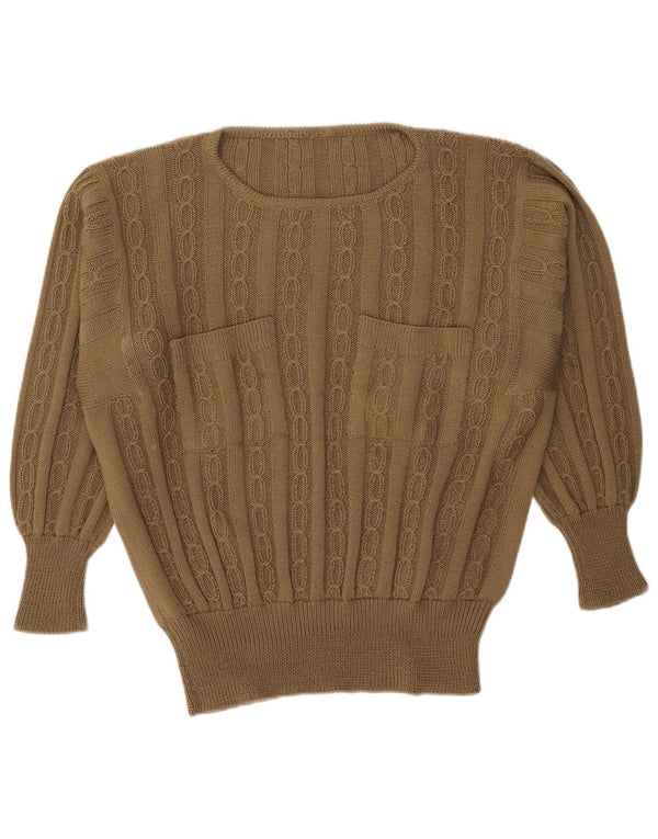 Vintage Dame Boat Neck Jumper Sweater UK 18 XL Khaki
