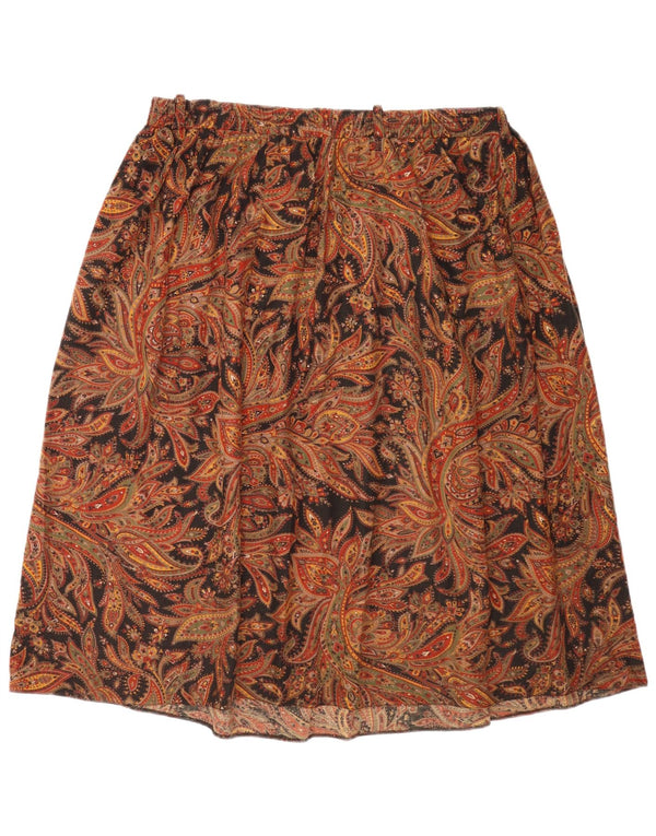 Bhs Plisseret nederdel til kvinder UK 18 XL W42 Sort Paisley Akryl