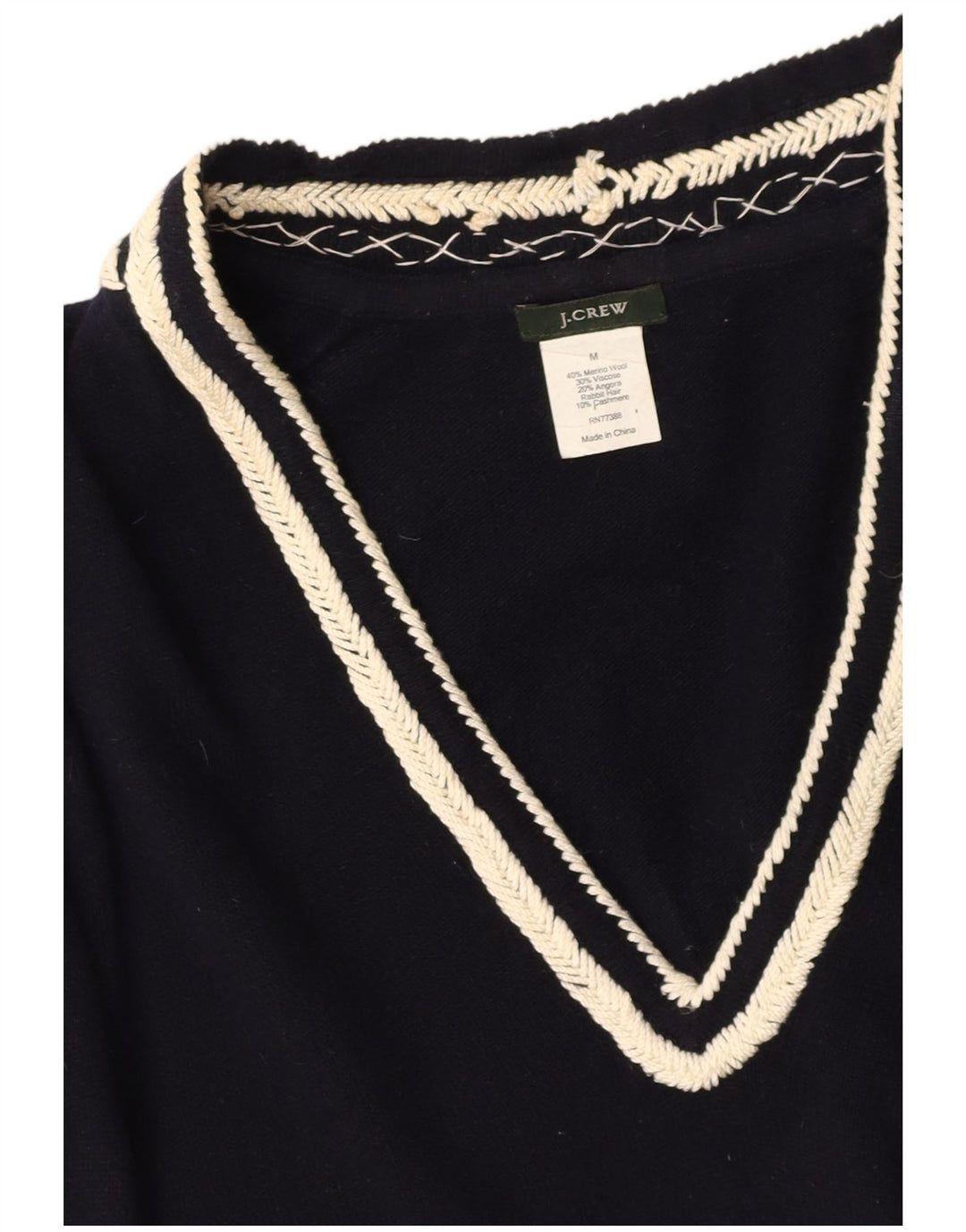 J. CREW Dame V-hals sweater UK 14 Mellem marineblå uld
