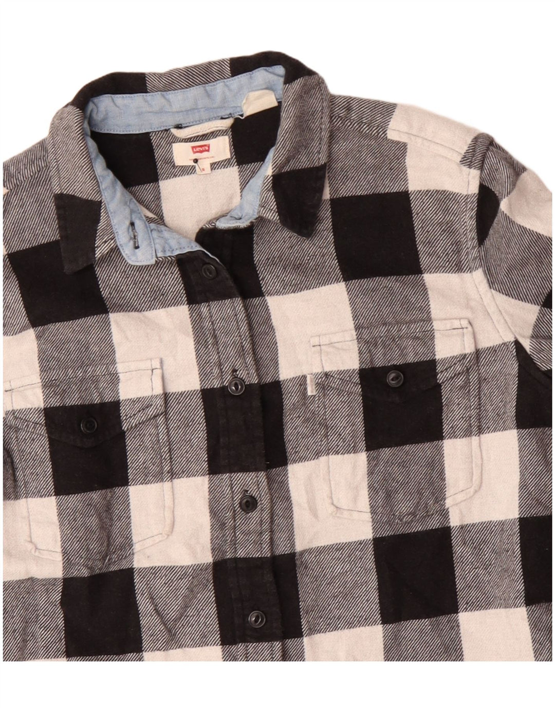 Levi's Dame Oversized Flannel Shirt UK 10 Lille sort ternet bomuld