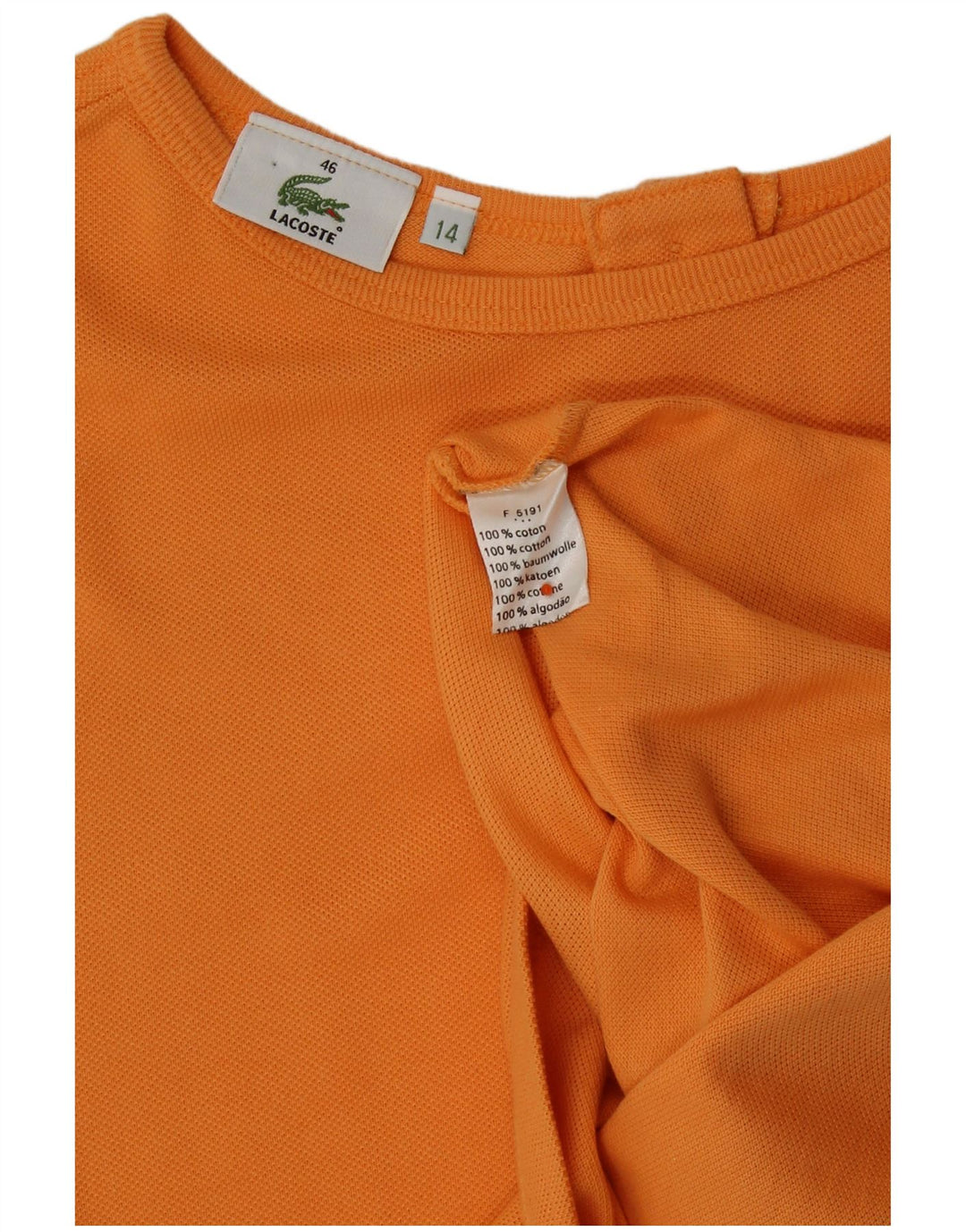Lacoste Womens Crop Vest Top Størrelse 46 XL Orange Bomuld