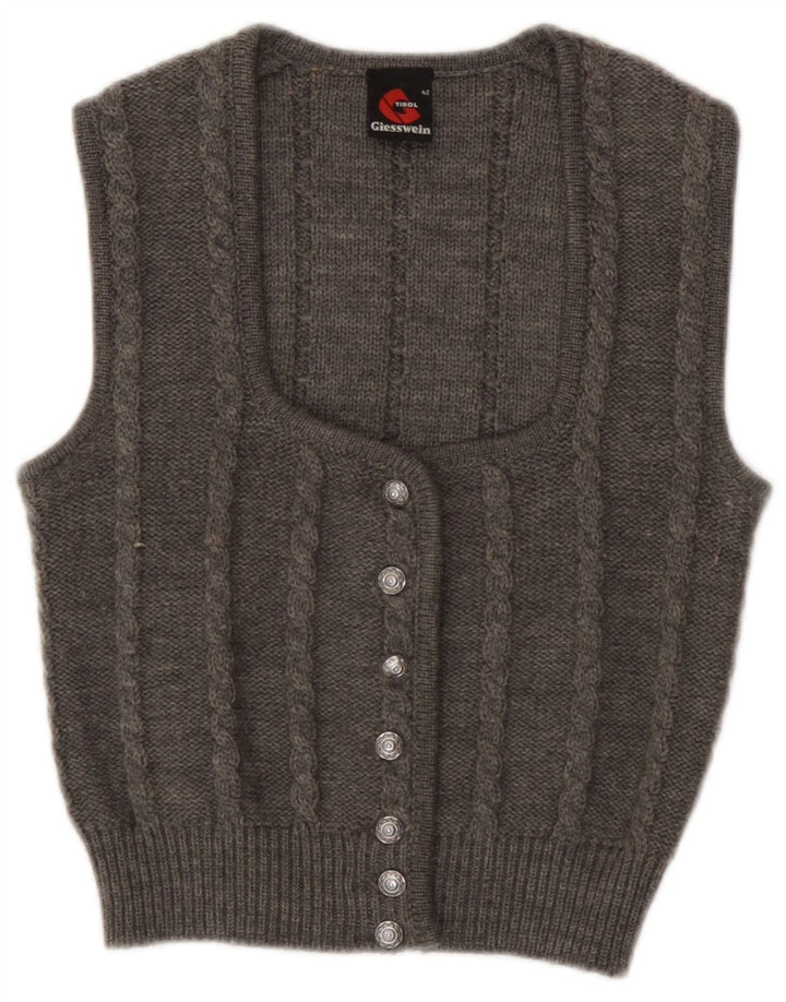Giesswein Womens Knit Crop vest EU 42 Large Grey Virgin Wool