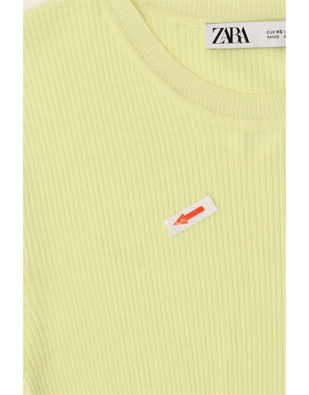 Zara Kortærmet Crop Top til kvinder UK 4 XS Gul