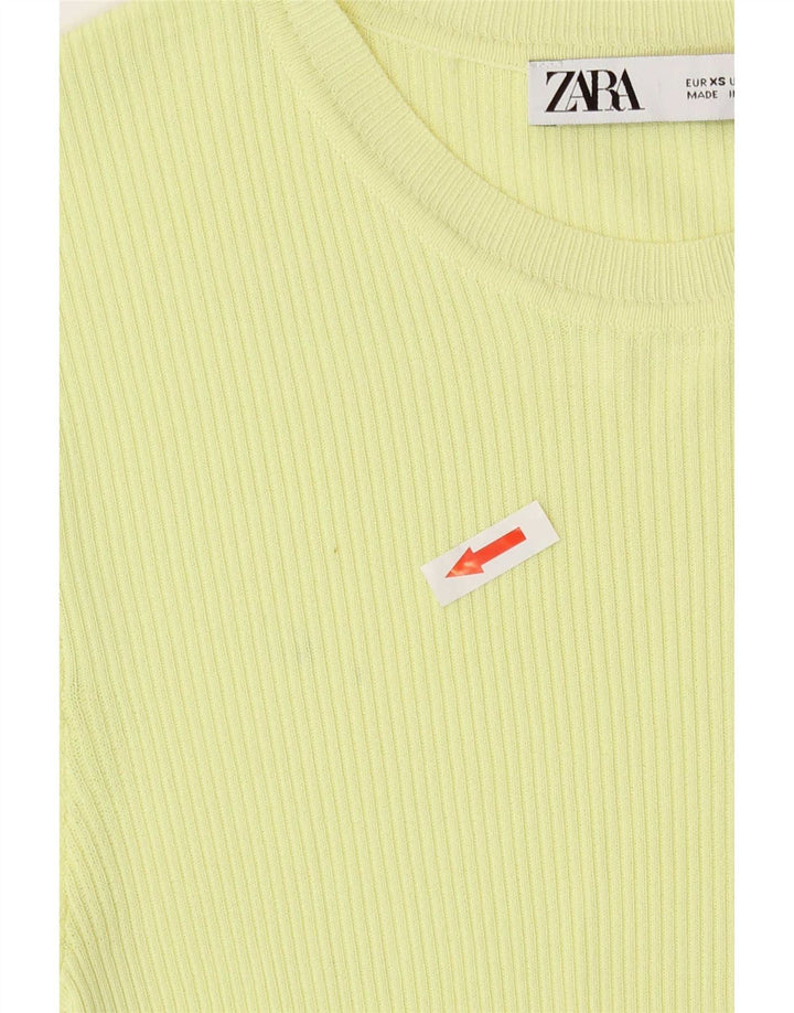 Zara Kortærmet Crop Top til kvinder UK 4 XS Gul