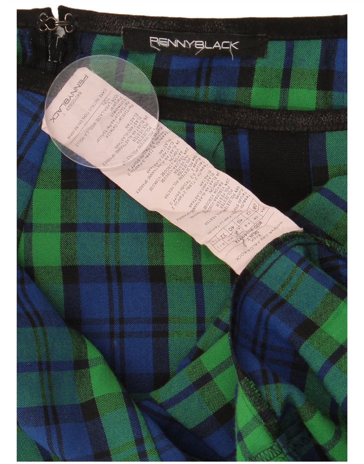 Penny Black Womens Plisseret A-Line nederdel UK 12 Medium W30 Green Check