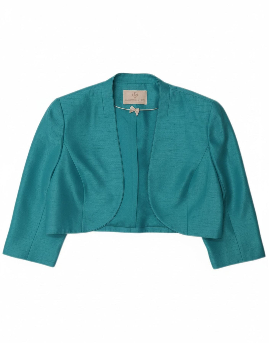 JACQUES VERT Dame 3/4-ærmet Bolero-jakke UK 16 Stor turkis