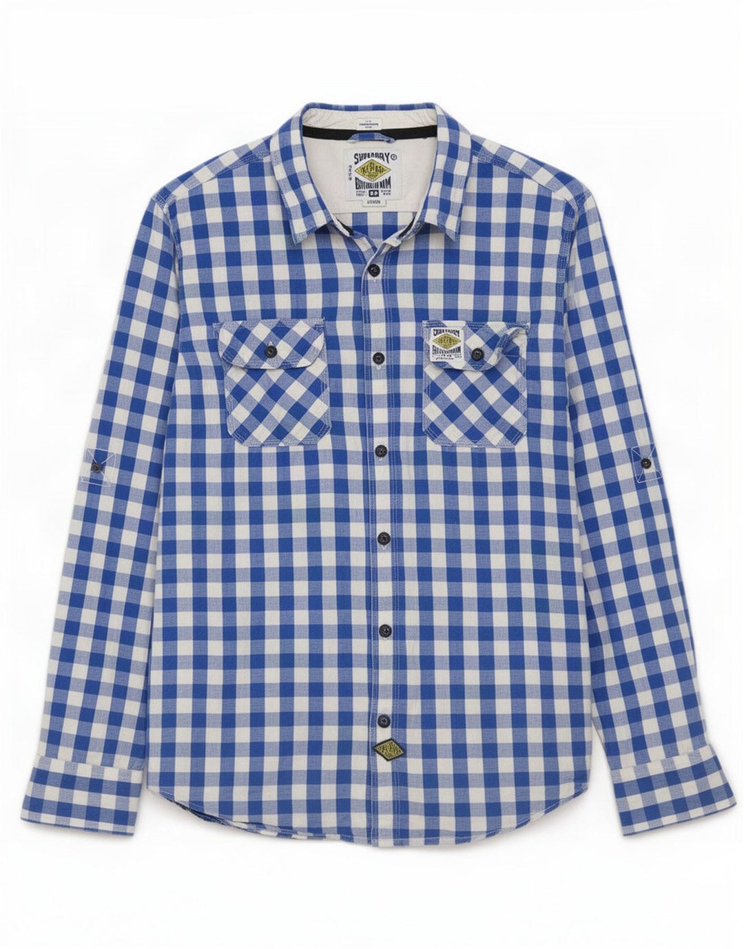 Superdry herreskjorte stor blå Gingham bomuld