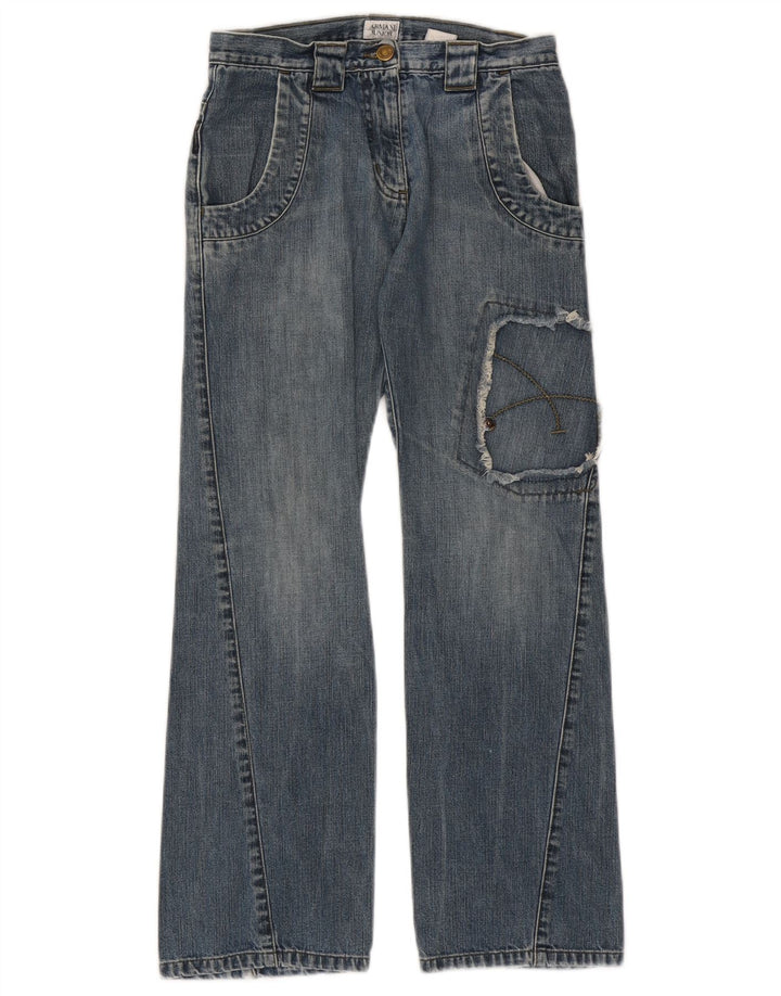 Armani Junior Piger Løse Jeans 10-11 År W26 L28 Blå Patchwork