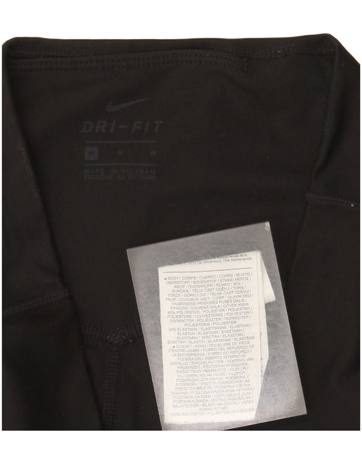 Nike Dame Dri Fit Grafiske Leggings UK 12 Medium Sort Polyester