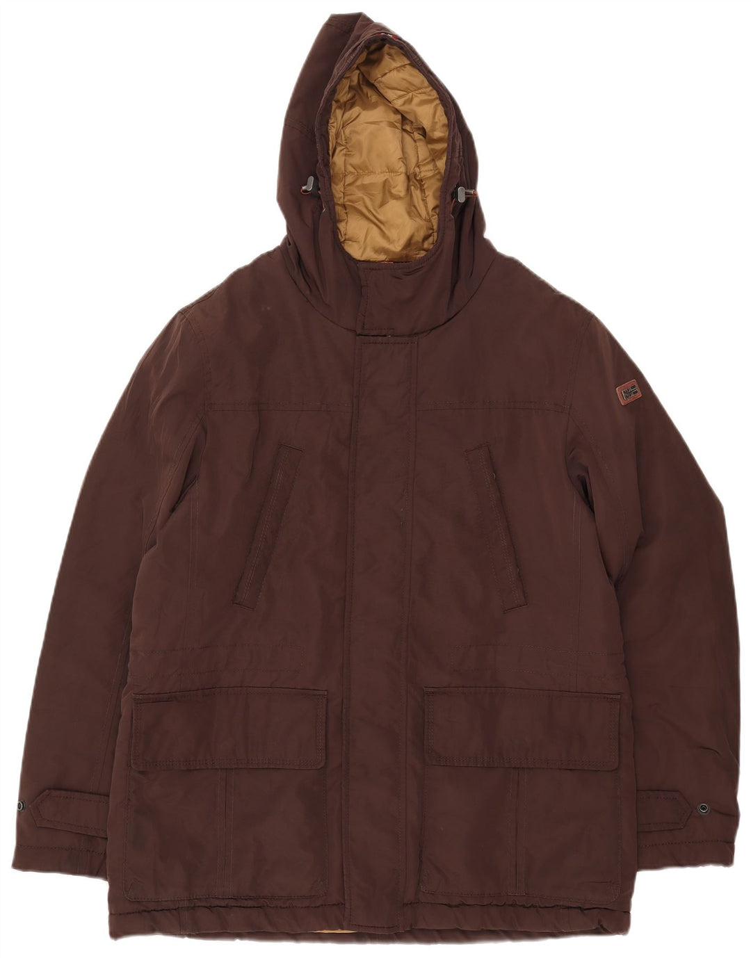 Napapijri Herre Hooded Utility Jacket UK 40 Large Brown Polyester