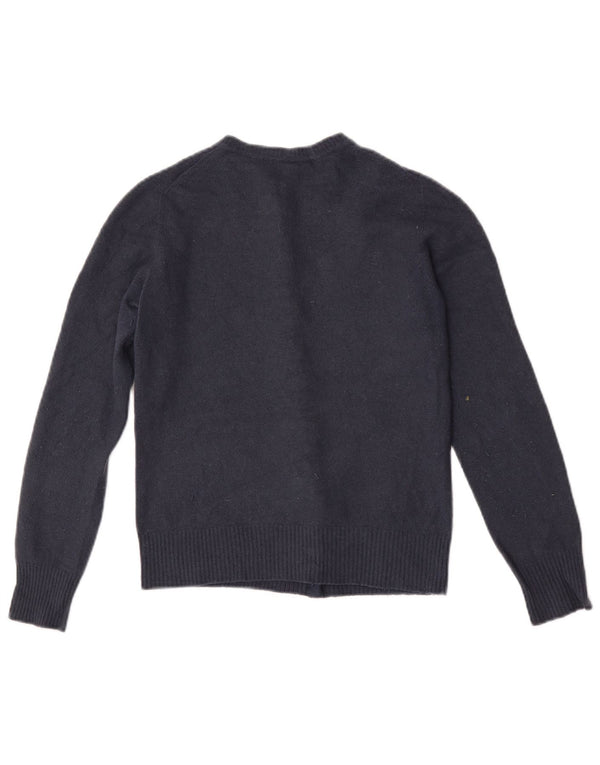 Benetton Womens Crop Cardigan Sweater UK 6 XS Marineblå Uld