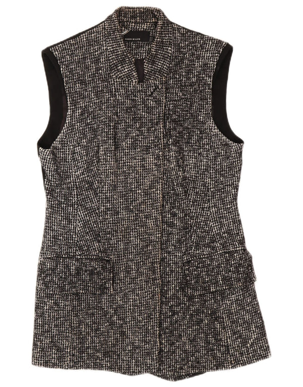 Karen Millen Womens Longline vest UK 16 Large Black Houndstooth Wool
