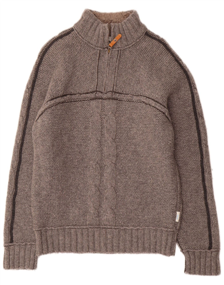 Fat Face Herre Zip Neck Jumper Sweater Medium Grey Uld