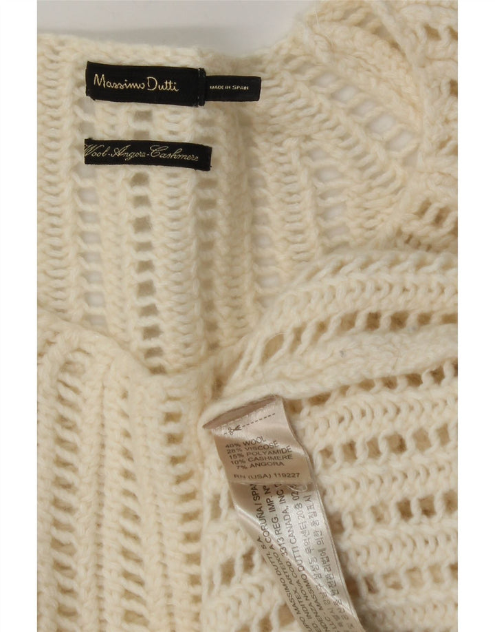 Massimo Dutti Dame Boat Neck Jumper Sweater UK 16 Stor Beige Uld