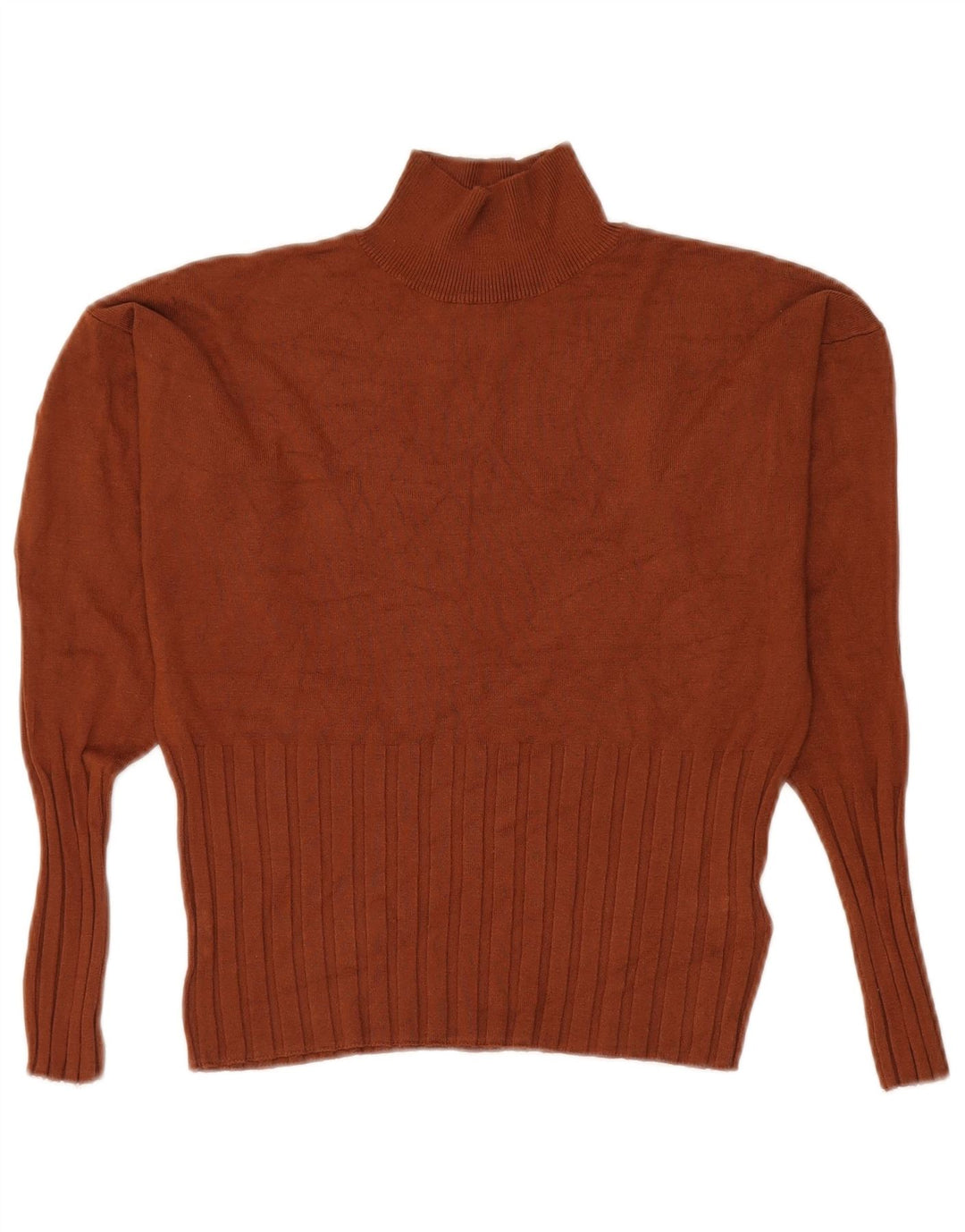 Marks & Spencer Dame Turtle Neck Jumper Sweater UK 14 Stor brun viskose