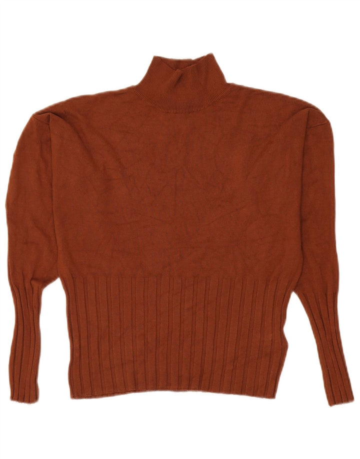 Marks & Spencer Dame Turtle Neck Jumper Sweater UK 14 Stor brun viskose