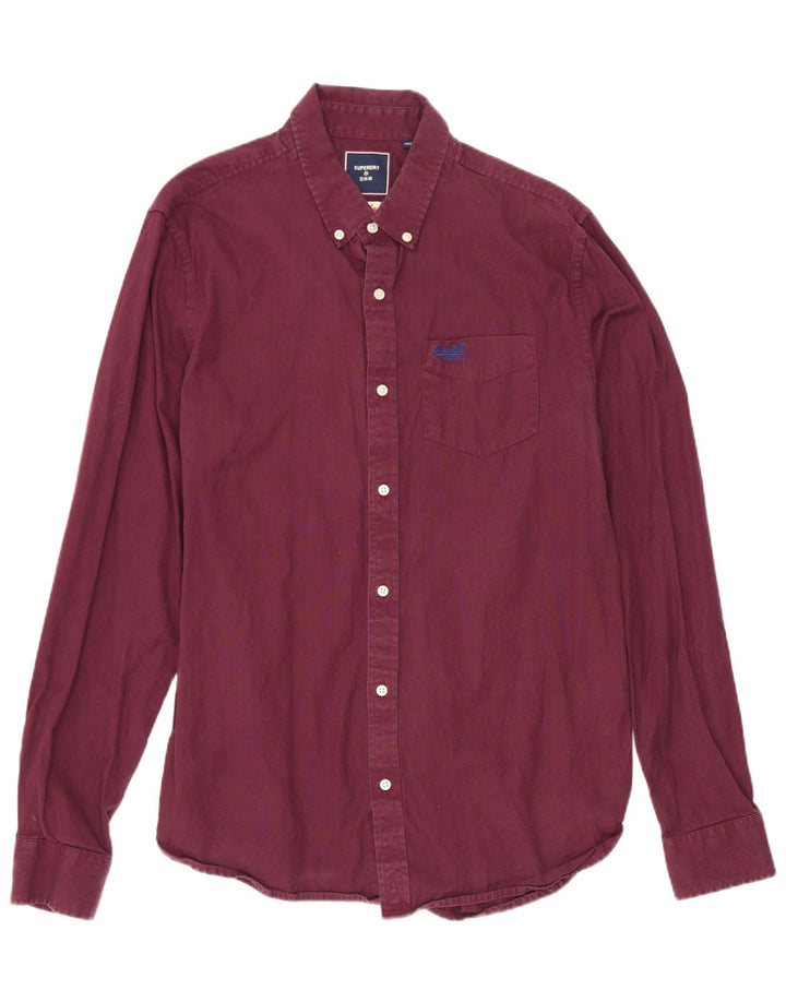 Superdry Herreskjorte Stor Burgundy Houndstooth Bomuld