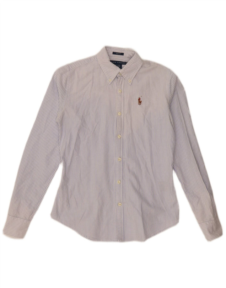 RALPH LAUREN Dame Slim Fit Skjorte US 0 XS Blå Stribet Bomuld