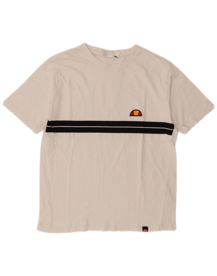 Ellesse Herre T-Shirt Top Lille Hvid Colourblock Bomuld