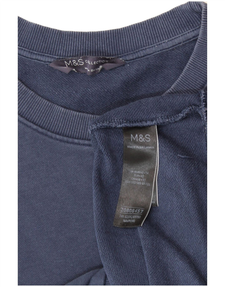 Marks & Spencer Dame Sweatshirt Jumper UK 14 Stor marineblå bomuld