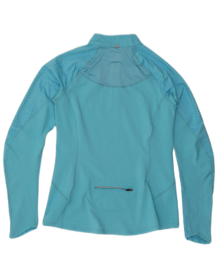 NIKE sweater med lynlås til kvinder, træningsdragt top UK 12/14 Medium Blue Geometric