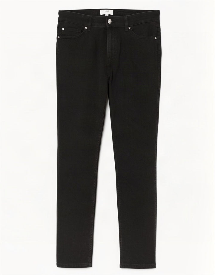 Marks & Spencer Kvinder Short Slim Jeans UK 14 Medium W30 L27 Sort Bomuld