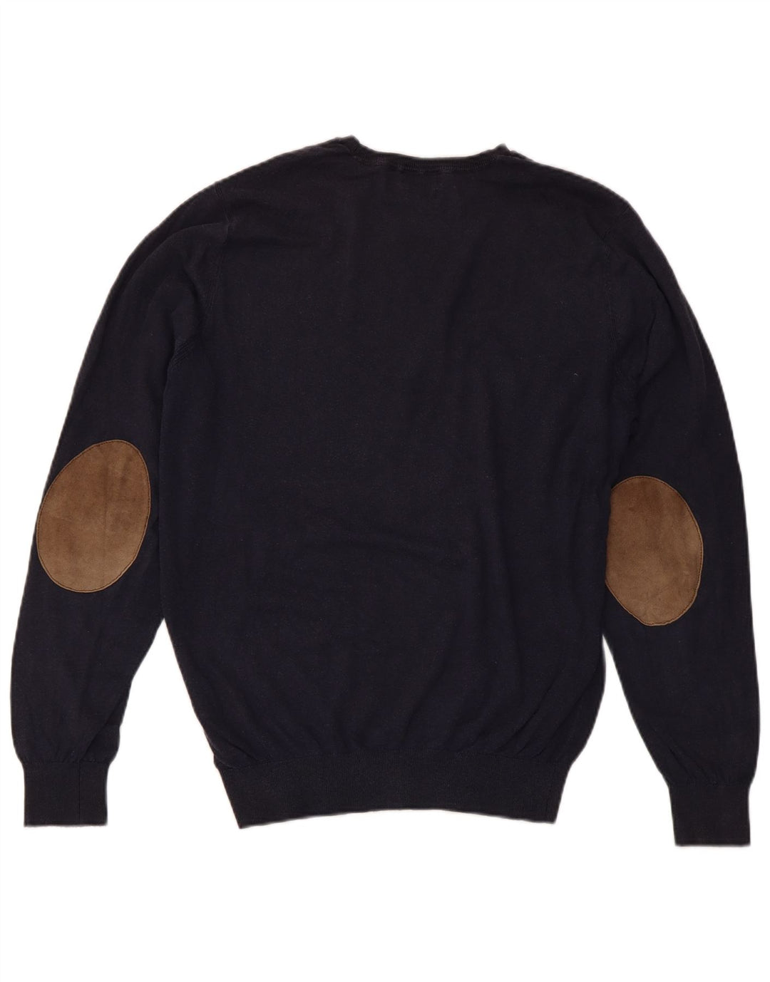 MASSIMO DUTTI Herre sweater med rund hals, medium marineblå bomuld