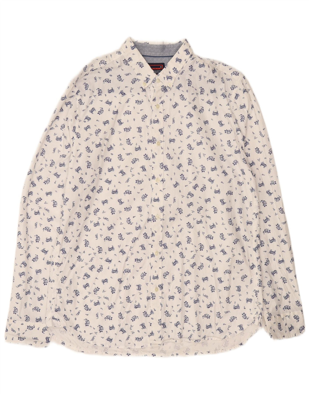Superdry Herre Regular Fit skjorte XL Hvid blomstret bomuld