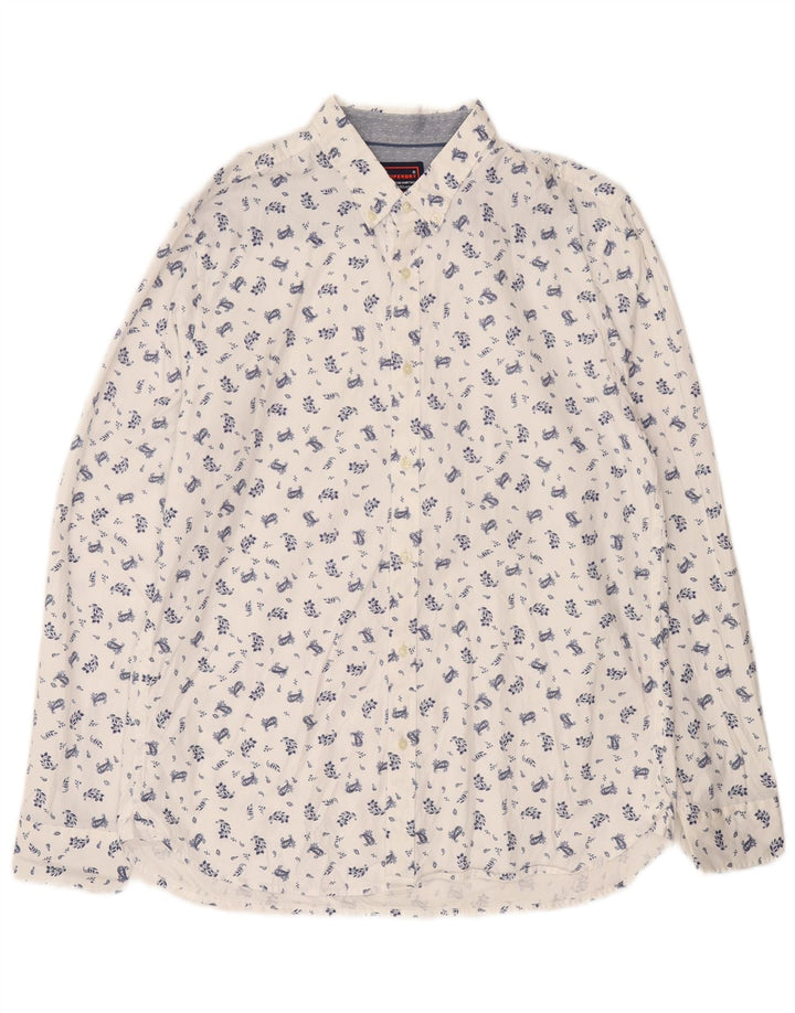 Superdry Herre Regular Fit skjorte XL Hvid blomstret bomuld