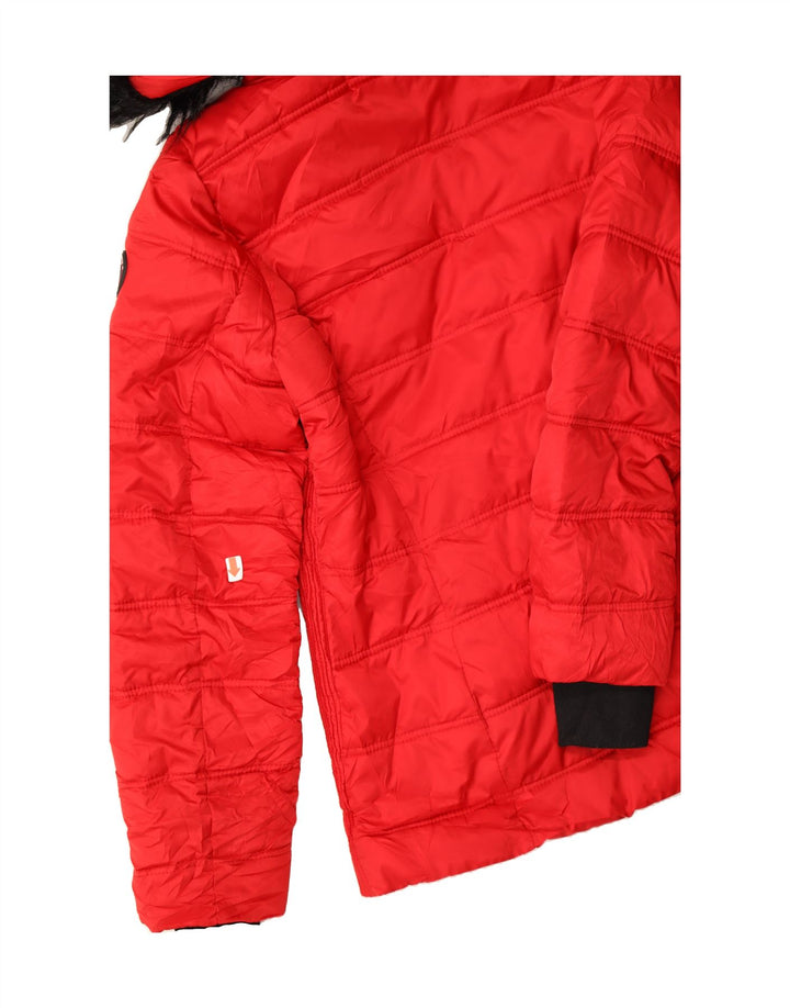 NAUTICA Womens Hooded Padded Jacket UK 14 Large Red Polyester Vintage Nautica and Second-Hand Nautica from Messina Hembry 