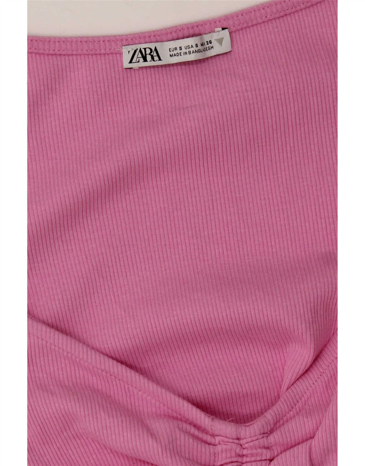 Zara Womens Crop Top UK 8 Small Pink