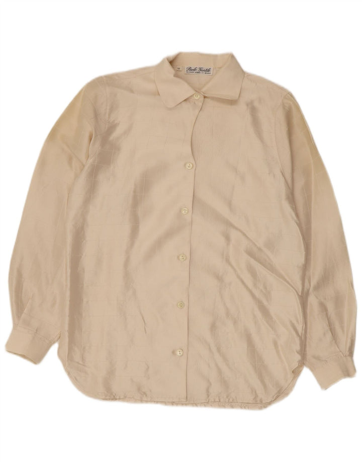 Vintage dameskjorte bluse UK 14 Medium beige ternet