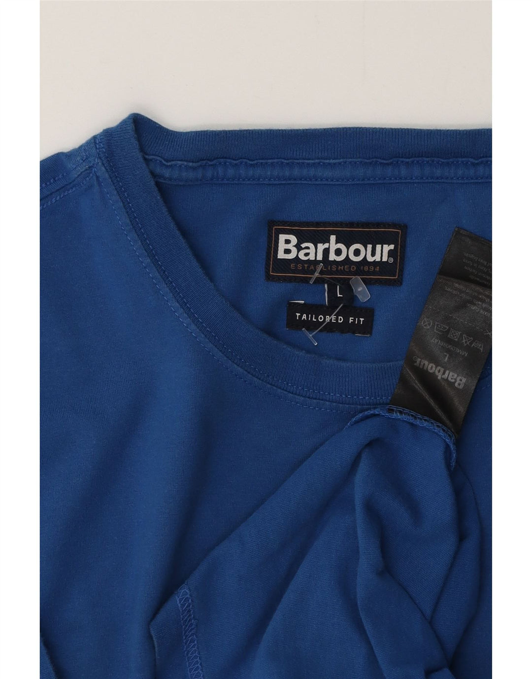 BARBOUR Herre Skræddersyet Fit T-Shirt Top Stor Blå Bomuld