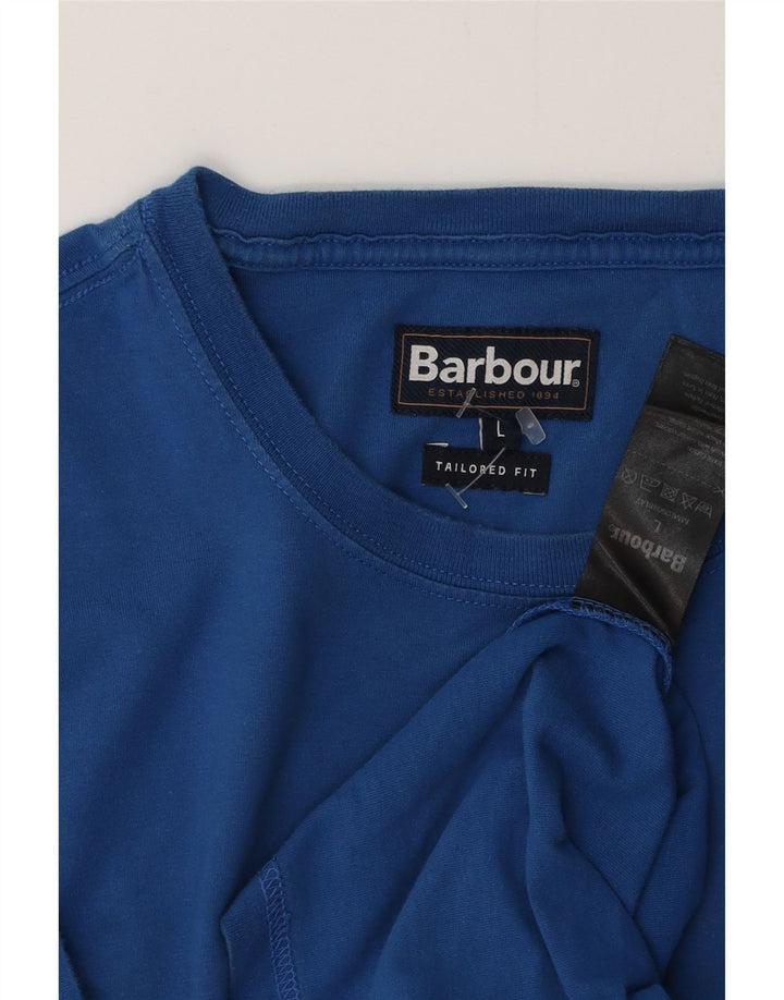 BARBOUR Herre Skræddersyet Fit T-Shirt Top Stor Blå Bomuld