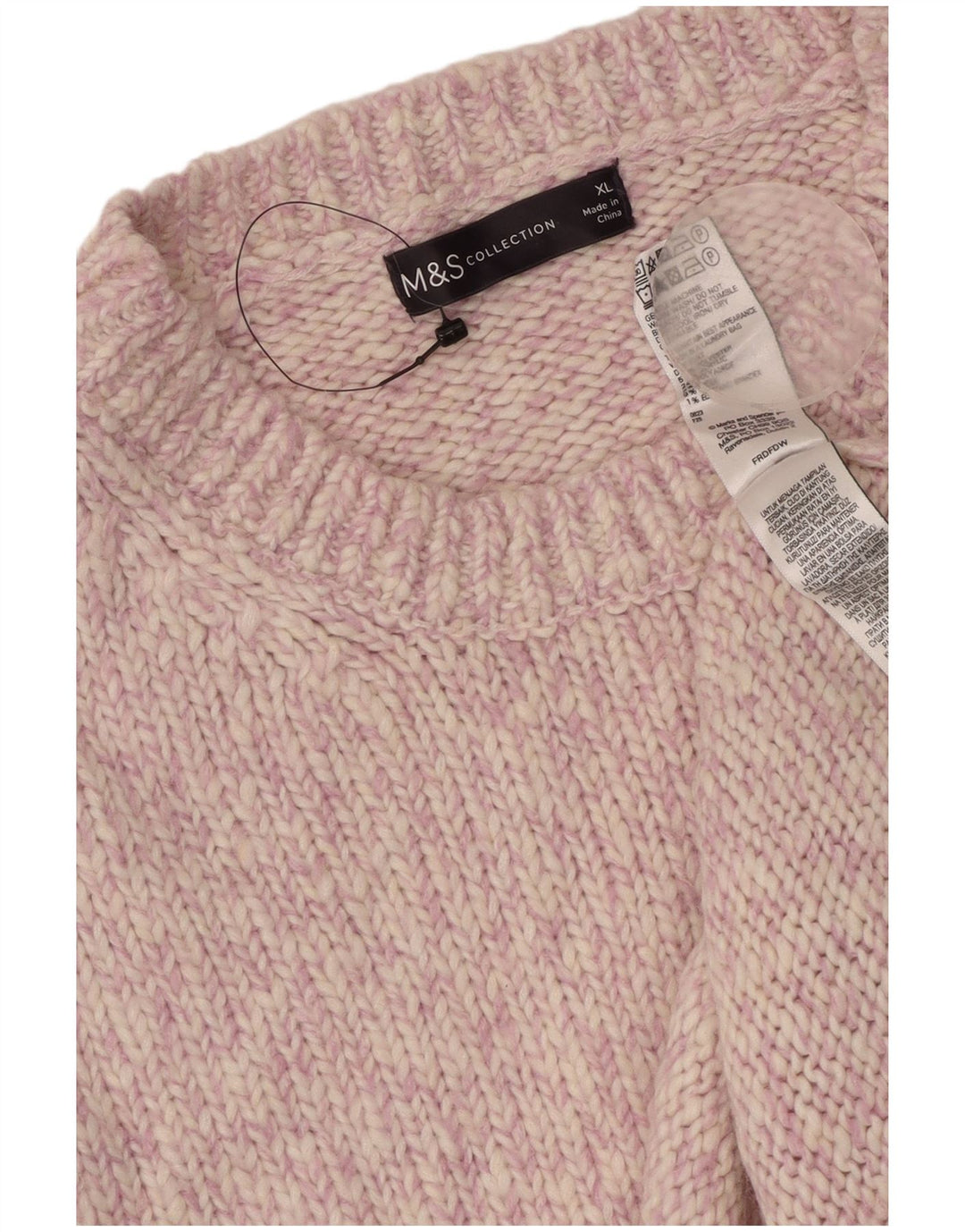 MARKS & SPENCER Dame sweater med rund hals, UK 18 XL Pink Flecked