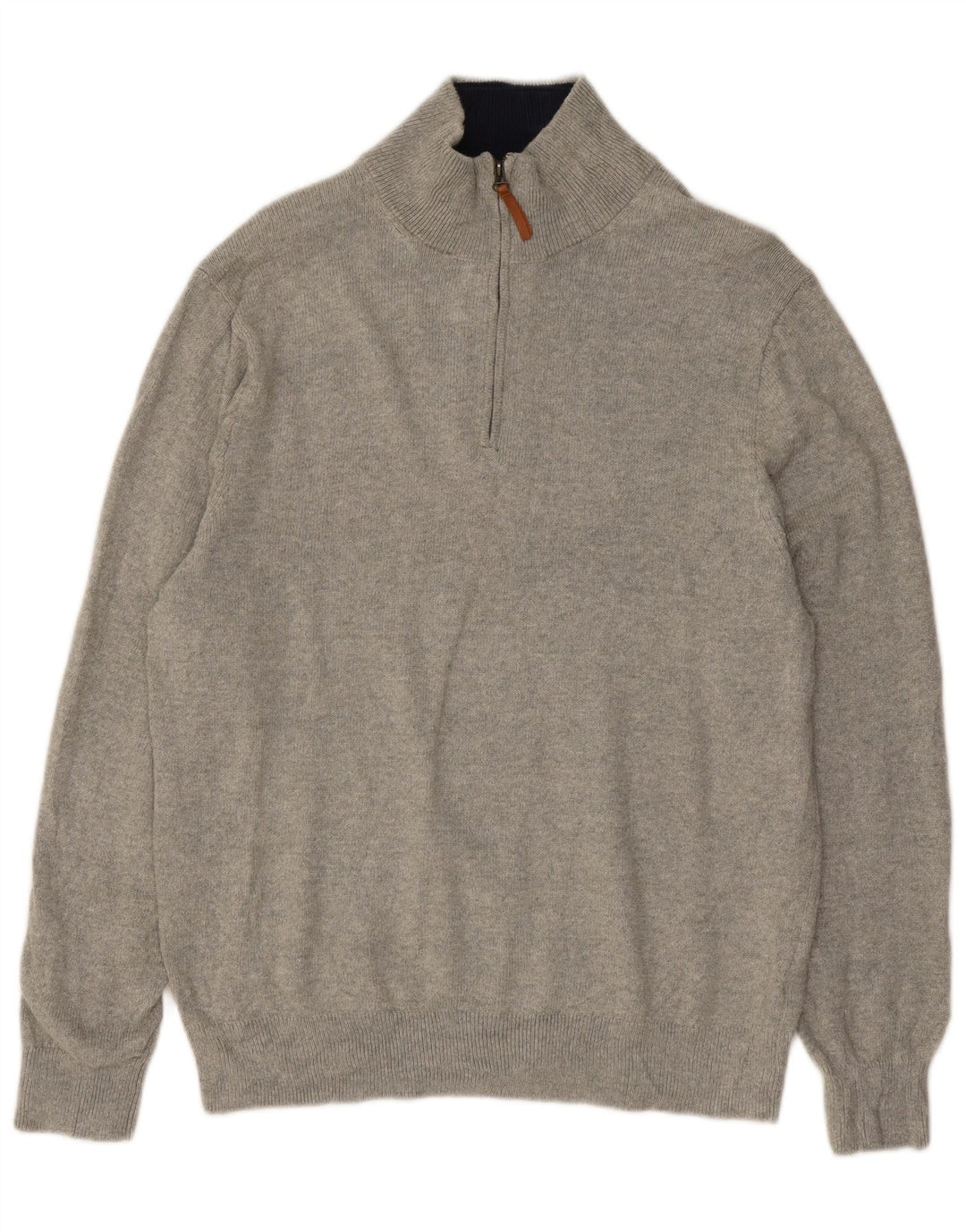 J. Crew Herre Zip Neck Jumper Sweater Stor Grå Bomuld