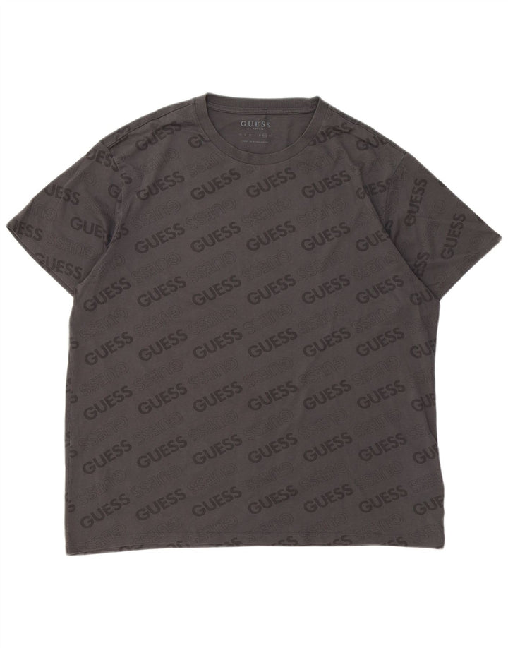 Guess Herre Grafisk T-Shirt Top 2XL Grå Bomuld