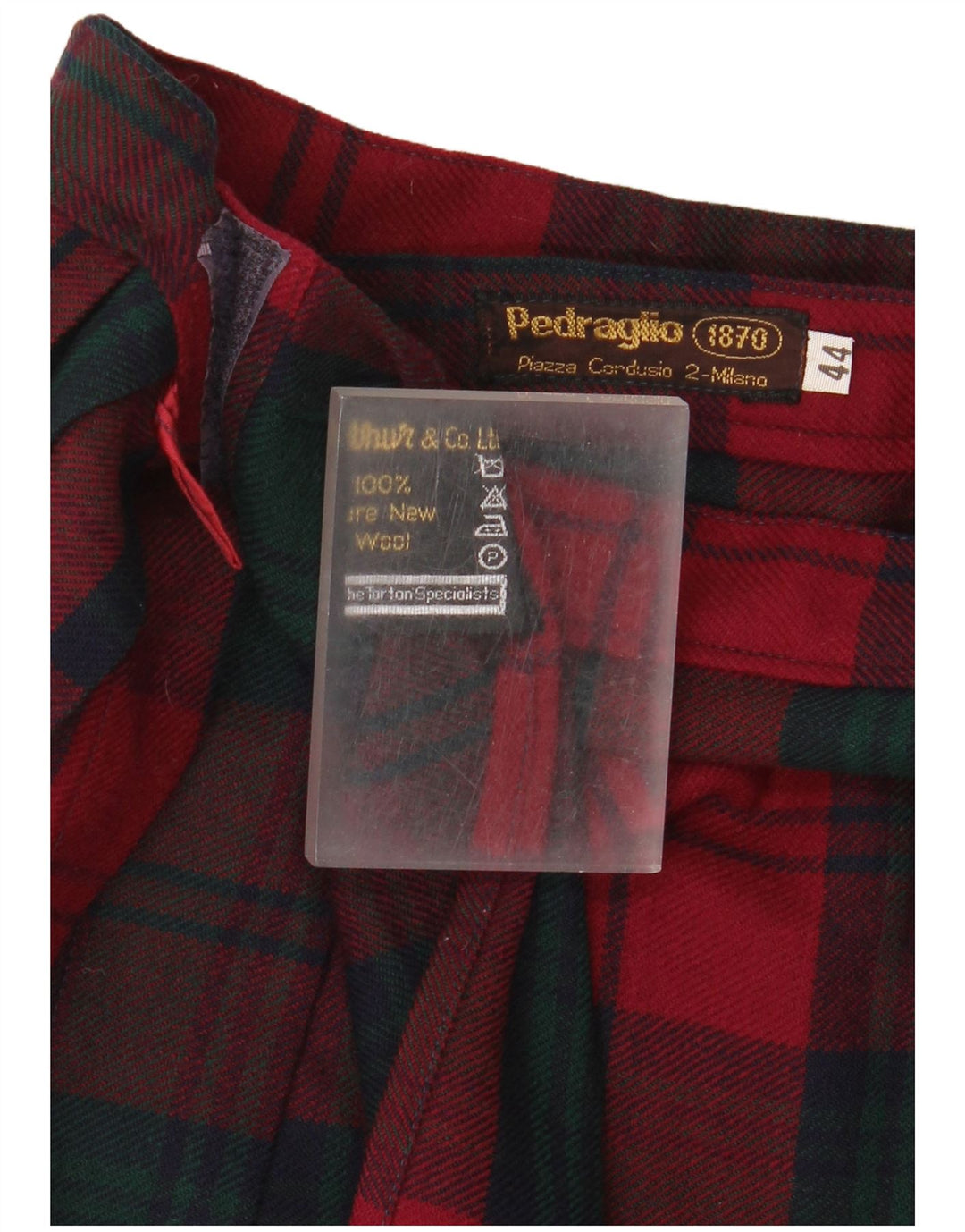 Vintage plisseret nederdel til kvinder IT 44 Medium W26 Rød ternet ny uld