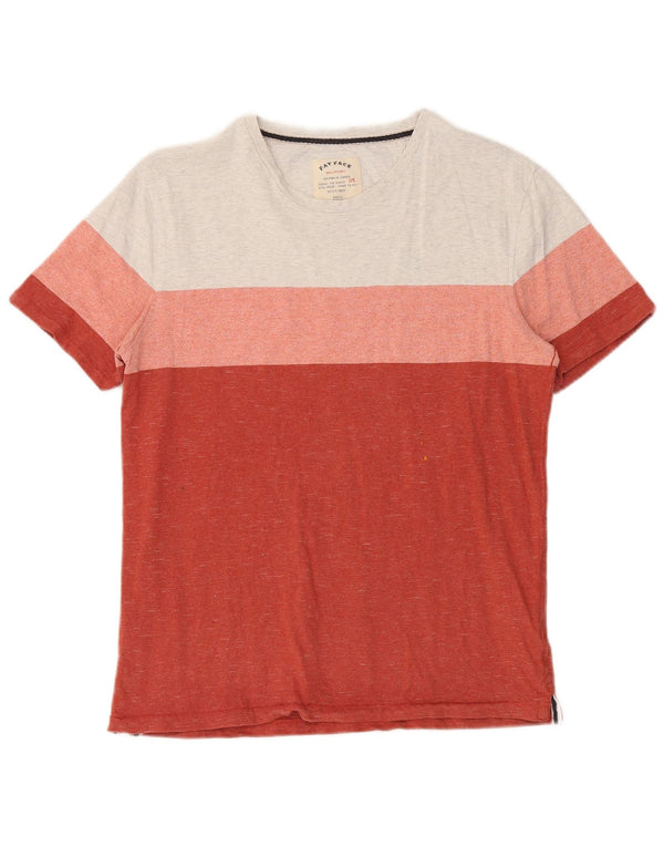 FAT FACE Herre T-shirt Top Medium Rød Colourblock Bomuld