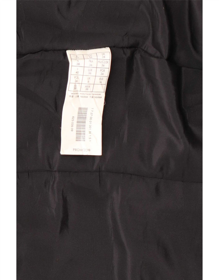 Promod Dame Læder Biker Jacket UK 8 Lille Sort