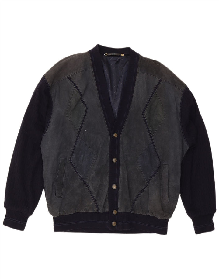 WESTBURY Herre cardigan sweater XL Marineblå Colourblock Akryl