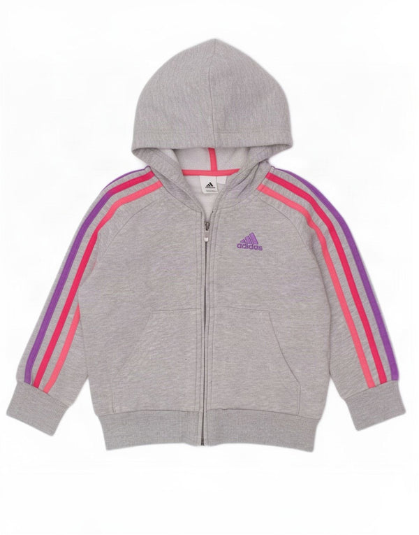 Adidas Baby Girls Hættetrøje med lynlås 12-18 måneder Grå bomuld