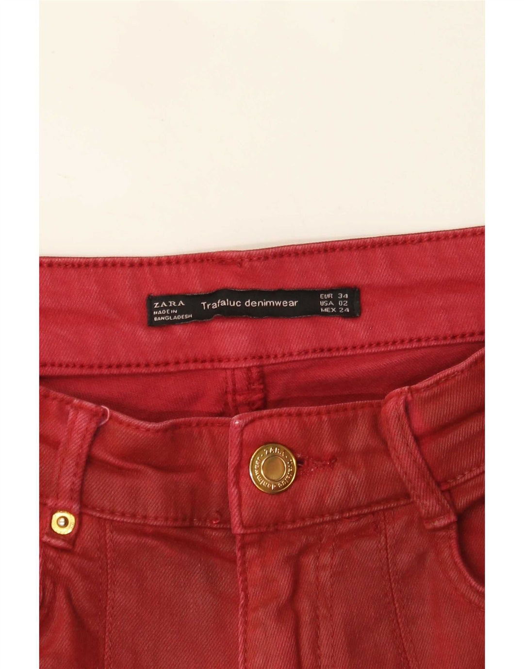 Zara Dame Trafaluc Bootcut Jeans EU 34 2XS W24 L26 Rød