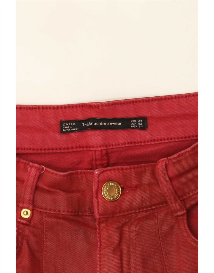 Zara Dame Trafaluc Bootcut Jeans EU 34 2XS W24 L26 Rød