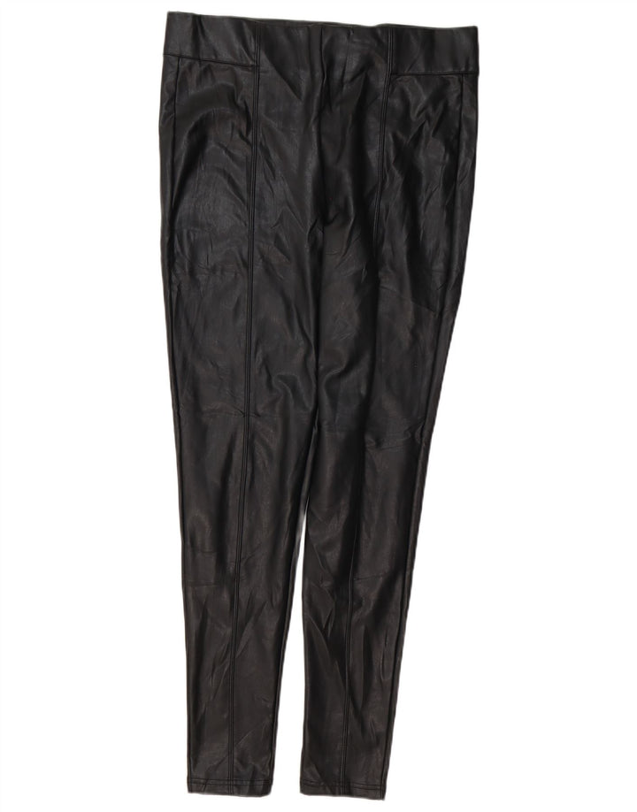 Marks & Spencer Dame imiteret læder Leggings UK 14 Stor sort polyethylen