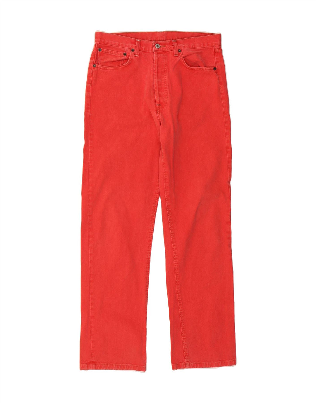 VINTAGE Womens Straight Jeans W33 L31 Red Cotton Vintage Vintage and Second-Hand Vintage from Messina Hembry 