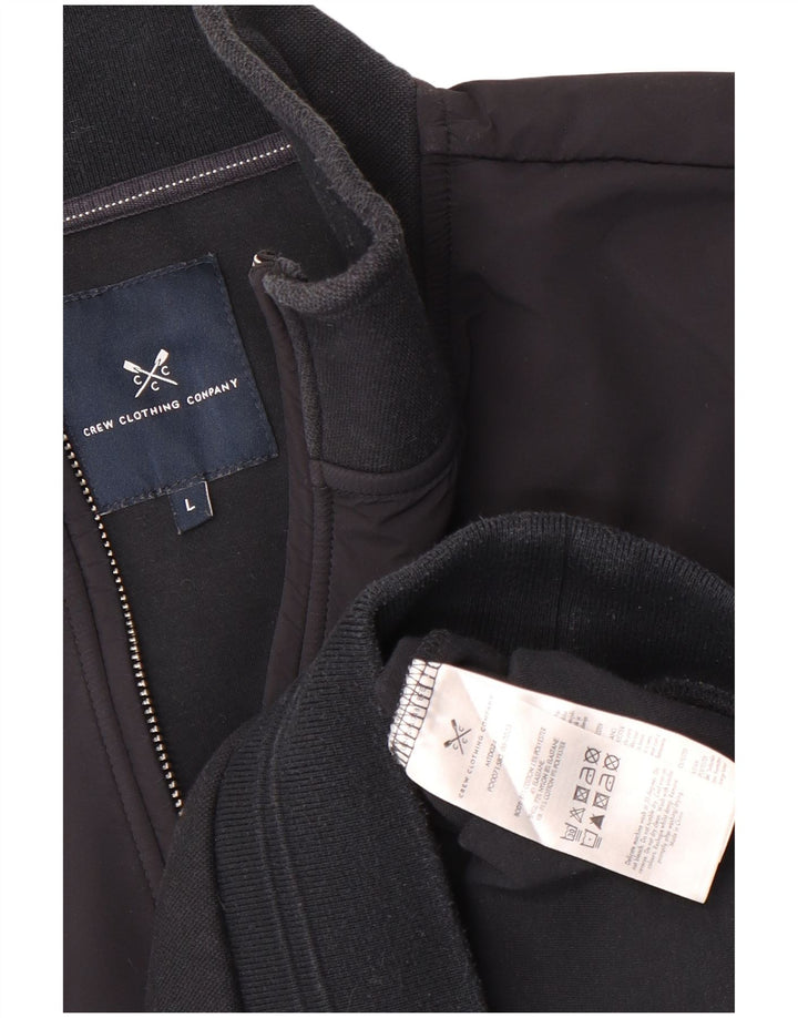 CREW CLOTHING Sweatshirt med lynlås til mænd, stor sort farveblok