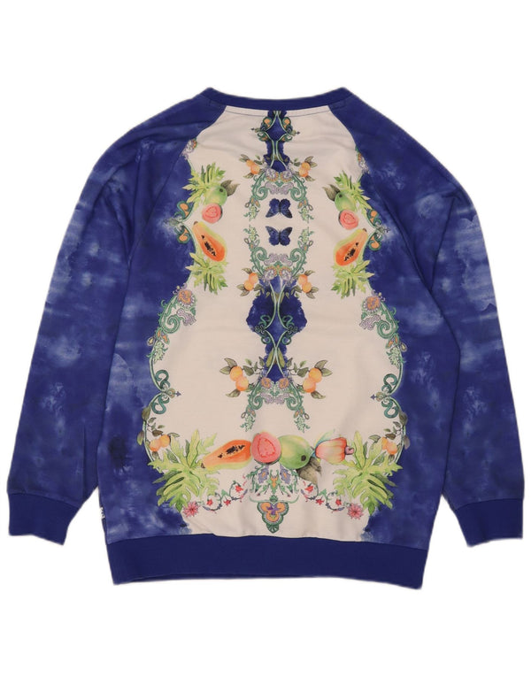 Adidas Dame Grafisk Oversized Sweatshirt Jumper UK 10 Lille Blå